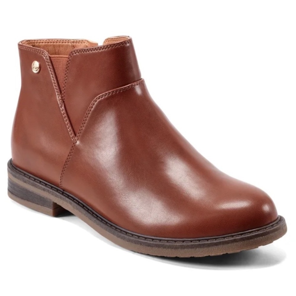 Easy Spirit Brown Leather Ankle Boots Side Zip Comfort Booties Women's Size 10M